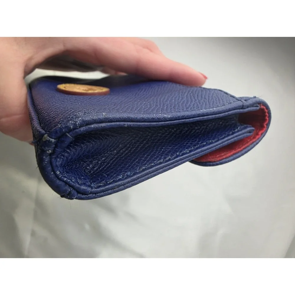 Vintage Dooney‎ & Bourke Blue Leather Wristlet Clutch Wallet